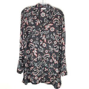 J. Jill‎ Top Women M Floral Polka Dot Multicolor Button Up Long Sleeve Blouse